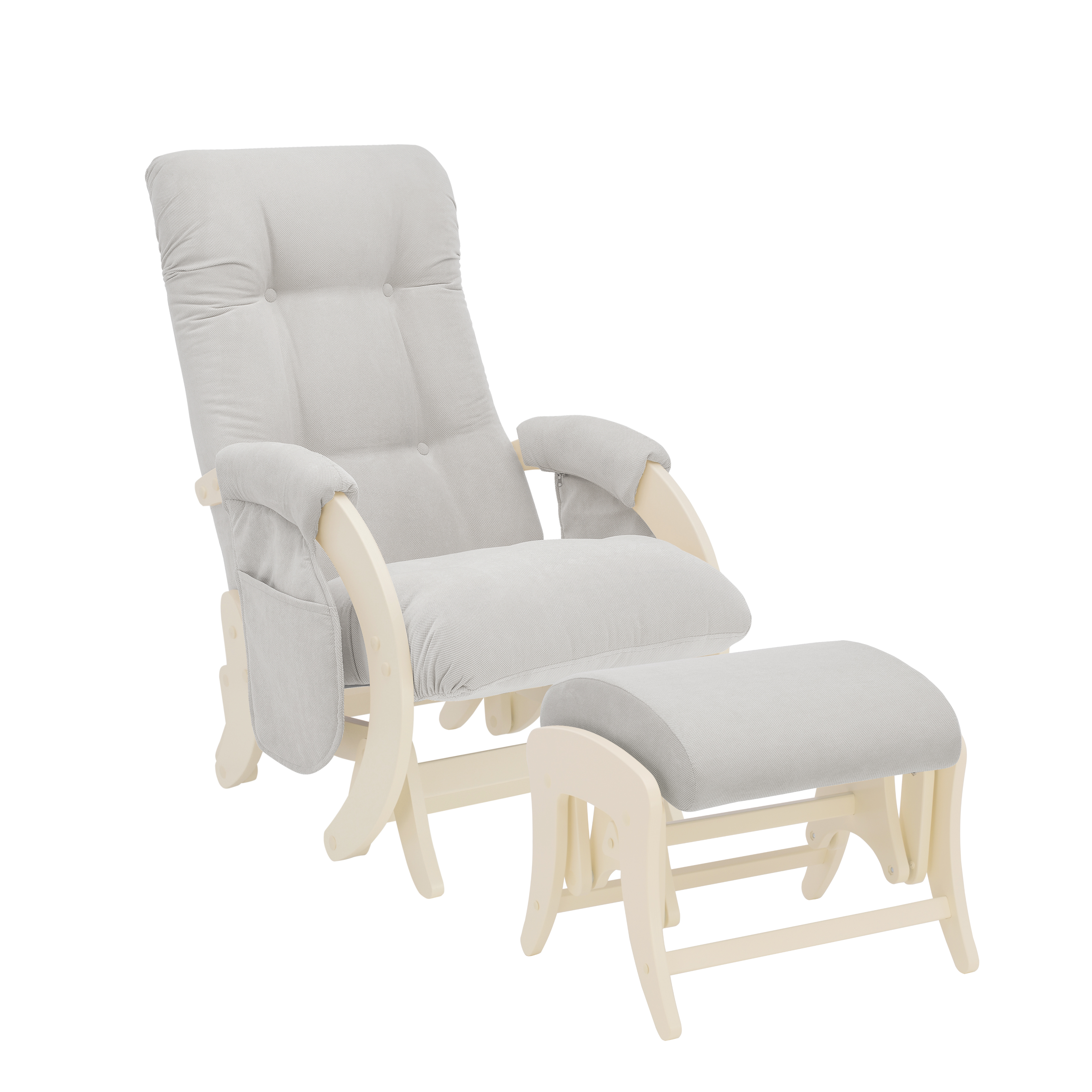Комплект кресло-глайдер с пуфом для беременных и кормящих Milli Smile (с карманами), Дуб шампань, ткань Verona 