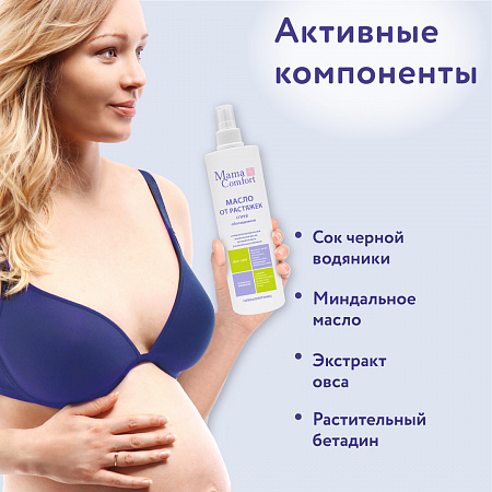 Гидрогенизированное легкое масло-спрей от растяжек серии Mama Com.fort, 250 мл. Гидрогенизированное легкое масло-спрей от растяжек серии Mama Com.fort, 250 мл.